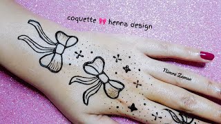 coquette 🎀 mehndi tattoo design for beginners | simple easy kids mehndi design for back hand