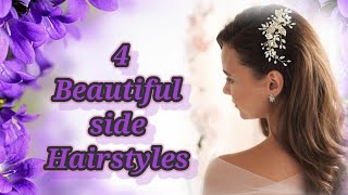 4 beautiful side hairstyles | simple hairstyle | daily use hairstyle | easy hairstyle | by shameela