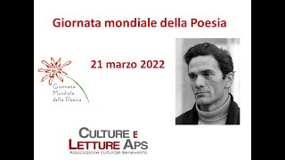 Giornata mondiale della Poesia - 21 marzo 2022 Omaggio a Pasolini