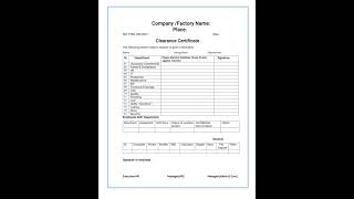 Factory /Company Clearance Certificate Writing Method