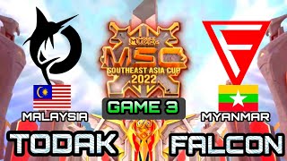 TODAK vs FALCON ESPORT [ Game 3 ] | MSC 2022 | Playoffs Day 4 - Mobile Legends