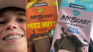 Trying Mr Beast Feastables For The First Time! (Og And Deez Nutz Ones) #mrbeast #feastables