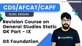 Revision Course on General Studies Static GK Part - IX | GS Foundation | AFCAT /CDS/OTA ​2022