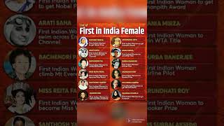 List of First India 🇮🇳 Female 🧑#staticgk #gk#viralvideo