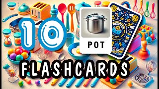 Flashcards for Beginners Daily Learning 10 WORDS: Kitchen Vocabularyy I FlashLearn English