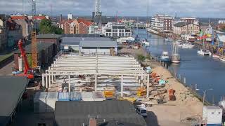 Baufortschritt Hafen-Werkstätten in Cuxhaven