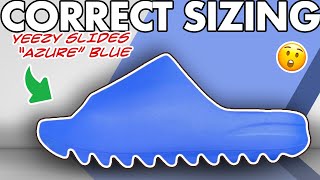 CORRECT SIZING! Yeezy Slides Azure Blue - Review and Correct Sizing #shorts