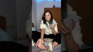 Beautiful girl removes socks to show feet