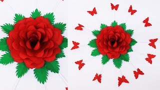 DIY Wall Decoration Ideas With Paper PAPER FLOWER WALL HANGING | PAPER ROSE FLOWER CRAFT| PAPER ROSE