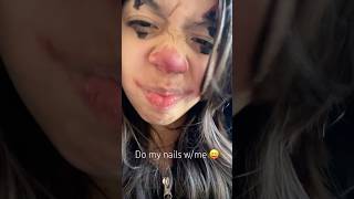 Do my nails w/me 🎧🖤🪩💅🏻#fyp #viral #contentcreator