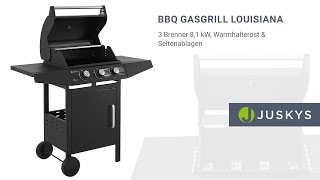 BBQ Gas-Grill Louisiana 3 Brenner, Grillrost, Deckel mit Thermometer JUSKYS