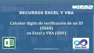 Calcular el digito de verificacion (DIAN) de una identificacion , en Excel y UDF de Visual Basic.