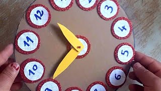 Wall clock for School  Make Cardboard Crafts Ideas/Craftpiller/Diy crafts/مشروع مدرسي