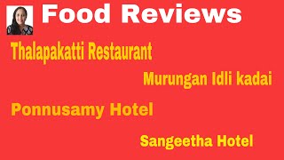 My Acheivement | Food Reviews for 4 Chennai Restaurants