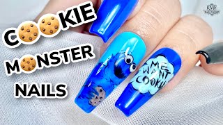 CARTOON Cookie MONSTER Nails - The Top Trending Nail Art!!!