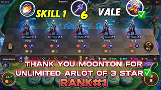 THANK YOU MOONTON FOR UNLIMITED ARLOT OF 3 STAR⭐️ ⭐️⭐️ | VALE SKILL 1 ‼️ | LUCKIEST DICE EVER😱😍