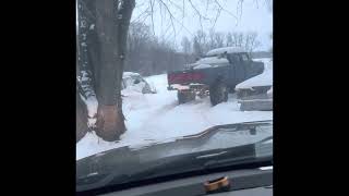 Jacked up 1996 F-350 fun in the snow