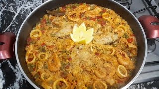 بايلا إسبانية بفواكه البحر من ألذ ما يكون racette de paella