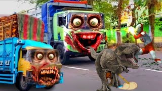 WOW !! Awas Ada Truk Zombie Truk Oleng Zombie, Truk Tronton Zombie VS Thomas Exe Teman Tayo