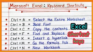 Microsoft Excel Shortcut keys // Important Excel shortcut keys in Hindi