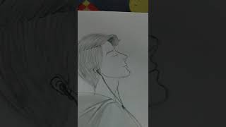 How to draw a boy with earphones || Pencil sketch || #Shorts