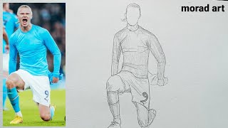 How to draw Haaland step by step for beginners |  In a very easy way