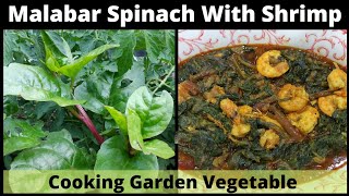 Malabar Spinach With Shrimp#পুঁই শাক চিংড়ি#Cooking Garden Vegetable