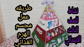 اسهل طريقه لعمل مجسم المجموعه الغذائيه|عمل ماكيت الهرم الغذائي|نشاط لغه عربيه للصف الثالث الابتدائي