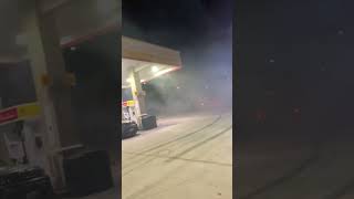 CRAZY TOTOTA DRIVER DOES A BURN OUT AT THE GAS STATION!!! #automobile