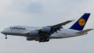 Lufthansa Boeing 747-400 & Airbus A380 landing at Frankfurt Airport