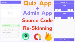 Quiz App with Admin App Source Code | Quiz App Source Code Android Studio | Re-skinning tutorial