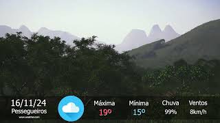 Previsão do tempo para #Pessegueiros, #Teresópolis-RJ, neste sábado, 16 de novembro de 2024