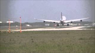 A343 Lufthansa hard touchdown on RWY 07L "Neue Landebahn"