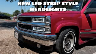 INSTALLING LED STRIP HEADLIGHTS FOR OBS CHEVY TRUCK #obschevy