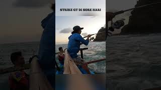 Sambaran gt di waktu mau gelap #shorts #strikegt #gtfishing #gianttrevally #gt #sambarangt #fishing