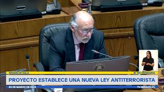 Senador Iván Flores por proyecto que establece nueva Ley Antiterrorista.