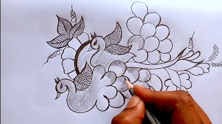 Easy peacock creative rangoli design without dots || simple rangoli desings