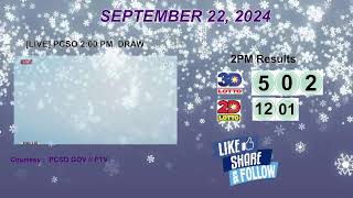 [LIVE] PCSO 2:00 PM DRAW - SEPTEMBER 22, 2024 LOTTO RESULTS