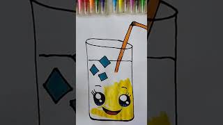 How to draw cute lemonade with ice quickly and easily #SHORT