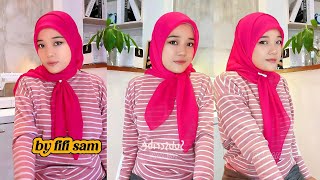 3 tutorial hijab square segi empat casual style untuk hang out