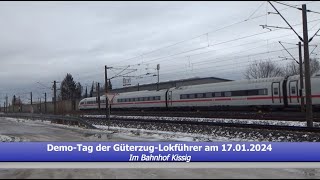 Demo-Tag der Güterzug-Lokführer am 17 01 2024 beim Bahnhof Kissing  -  AL  # 216/001/024