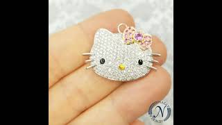 Ebay Listing - Estate Kimora Lee Simmons Hello Kitty Diamond & Sapphire 18k White Gold Pendant