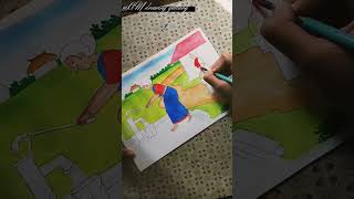 village working woman drawing#shorts #youtubeshorts #