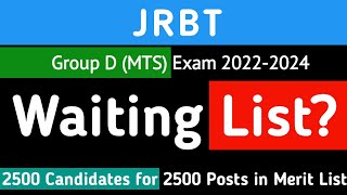 JRBT Group D (MTS): 2500 Posts| Waiting List? Merit List on 7th September!