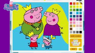 Dibujo Coloreado de Peppa Pig con su familia, Familia Real