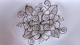 4*4 dots big flowers rangoli design||easy rangoli designs||chukkala muggulu@lavyacreativerangoli