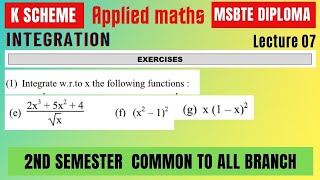 Integration Lec 07 || Applied Mathematics  ||2nd Semester || Diploma MSBTE || K Scheme ||