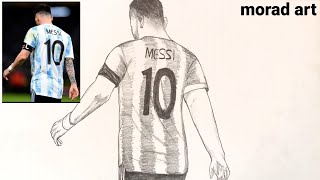 Messi drawing / How to draw Lionel Messi with a pencil in an easy way🔥🎨