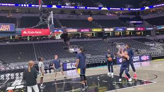 Pascal Siakam, Bam Adebayo, Jimmy Butler, Myles Turner, T.J. McConnell warming up before Pacers-Heat