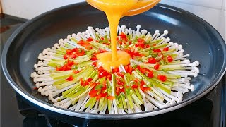 Sub)팽이버섯전 만들기::색다른 호박전요리 쉽게 부치는법~ Enoki mushroom jeon